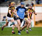 12 March 2023; Eoghan O'Donnell of Dublin in action against Richie Reid, left, and Conor Fogarty of Kilkenny during the Allianz Hurling League Division 1 Group A match between Kilkenny and Dublin at UPMC Nowlan Park in Kilkenny. Photo by Piaras Ó Mídheach/Sportsfile