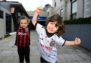 13 March 2023; Bran Hanley, age 4, from Cabra, and Bella Harte, age 4, from Chapleizod, during the launch of Bohemian FC's Football Social Responsibility and Community Strategy at the Mansion House in Dublin. Photo by Stephen McCarthy/Sportsfile