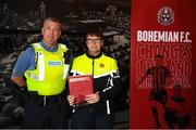 13 March 2023; Paul O'Brien and Emer Curran, An Garda Síochána, during the launch of Bohemian FC's Football Social Responsibility and Community Strategy at the Mansion House in Dublin. Photo by Stephen McCarthy/Sportsfile