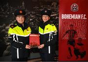 13 March 2023; Angela Willis, assistant commissioner Dublin metropolitan region at An Garda Síochána, and Garda Margaret Jones, right, during the launch of Bohemian FC's Football Social Responsibility and Community Strategy at the Mansion House in Dublin. Photo by Stephen McCarthy/Sportsfile