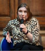 13 March 2023; Karen Halpin, mother of Bohemian's Luke Halpin who represent the club at the first ever Special Champions League, during the launch of Bohemian FC's Football Social Responsibility and Community Strategy at the Mansion House in Dublin. Photo by Stephen McCarthy/Sportsfile