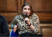 13 March 2023; Karen Halpin, mother of Bohemian's Luke Halpin who represent the club at the first ever Special Champions League, during the launch of Bohemian FC's Football Social Responsibility and Community Strategy at the Mansion House in Dublin. Photo by Stephen McCarthy/Sportsfile