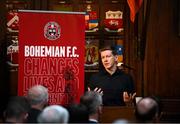 13 March 2023; Gavin Flood, Bohemian Football Club member & volunteer, during the launch of Bohemian FC's Football Social Responsibility and Community Strategy at the Mansion House in Dublin. Photo by Stephen McCarthy/Sportsfile