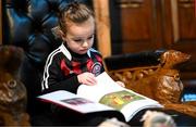 13 March 2023; Bella Harte, age 4, from Chapleizod, during the launch of Bohemian FC's Football Social Responsibility and Community Strategy at the Mansion House in Dublin. Photo by Stephen McCarthy/Sportsfile