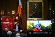 13 March 2023; James Flanagan, football social responsibility manager, Bohemian Football Club, during the launch of Bohemian FC's Football Social Responsibility and Community Strategy at the Mansion House in Dublin. Photo by Stephen McCarthy/Sportsfile