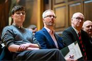 13 March 2023; Roderic O'Gorman TD, Minister for children, equality, disability, integration and youth, centre, during the launch of Bohemian FC's Football Social Responsibility and Community Strategy at the Mansion House in Dublin. Photo by Stephen McCarthy/Sportsfile