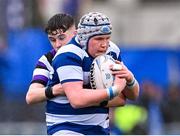13 March 2023; Matthew Wyse of Blackrock College in action against Niall Fallon of Terenure College during the Bank of Ireland Leinster Schools Junior Cup Semi Final match between Terenure College and Blackrock College at Energia Park in Dublin. Photo by Piaras Ó Mídheach/Sportsfile