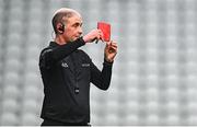 12 March 2023; Referee Sean Cleere issues a red card during the Allianz Hurling League Division 1 Group A match between Cork and Wexford at Páirc Ui Chaoimh in Cork. Photo by Eóin Noonan/Sportsfile