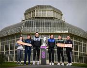 14 March 2023; SSE Airtricity Women’s Premier Division players, from left, Abbie Brophy of Wexford Youths, Alex Kavanagh of Shelbourne, Jessica Hennessy of Shamrock Rovers, Ciara Glackin of Athlone Town, Becky Watkins of Peamount United and Mia Dodd of Bohemians at Botanic Gardens in Dublin for the launch of TG4's coverage of the SSE Airtricity Women’s Premier Division. Photo by Stephen McCarthy/Sportsfile