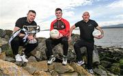 14 March 2023; In attendance at the launch of the 2023 EirGrid GAA Football U20 All-Ireland Championship at Bull Wall in Dublin are, from left, Kerry U20 manager Tomás Ó Sé, Tyrone U20 captain Ruairí Canavan and Tyrone U20 manager Paul Devlin. EirGrid, the operator of Ireland’s electricity grid, is leading the transition to a low carbon energy future. Photo by Sam Barnes/Sportsfile