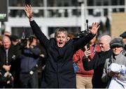 14 March 2023; Winning owner Barry Connell celebrates as Marine Nationale wins the Sky Bet Supreme Novices' Hurdle during day one of the Cheltenham Racing Festival at Prestbury Park in Cheltenham, England. Photo by Seb Daly/Sportsfile
