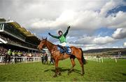 14 March 2023; Jockey Paul Townend celebrates on El Dabiolo after winning the Sporting Life Arkle Challenge Trophy Novices' Chase during day one of the Cheltenham Racing Festival at Prestbury Park in Cheltenham, England. Photo by Harry Murphy/Sportsfile