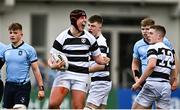14 March 2023; Harry Goslin of Belvedere College celebrates winning a scrum penalty during the Bank of Ireland Leinster Rugby Schools Junior Cup Semi Final match between Belvedere College and St Michael’s College at Energia Park in Dublin. Photo by Sam Barnes/Sportsfile