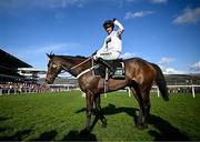 14 March 2023; Jockey Nico de Boinville celebrates on Constitution Hill after winning the Unibet Champion Hurdle Challenge Trophy during day one of the Cheltenham Racing Festival at Prestbury Park in Cheltenham, England. Photo by Harry Murphy/Sportsfile