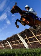 14 March 2023; Honeysuckle, with Rachael Blackmore up, jump the last, first time round, on their way to win the Close Brothers Mares' Hurdle during day one of the Cheltenham Racing Festival at Prestbury Park in Cheltenham, England. Photo by Seb Daly/Sportsfile