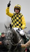 14 March 2023; Gaillard Du Mesnil, with Patrick Mullins up,  after winning the WellChild National Hunt Challenge Cup Amateur Jockeys' Novices' Chase during day one of the Cheltenham Racing Festival at Prestbury Park in Cheltenham, England. Photo by Seb Daly/Sportsfile