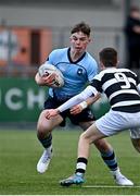 14 March 2023; Matthew Haugh of St Michael's College in action against Charlie Callaghan of Belvedere College during the Bank of Ireland Leinster Rugby Schools Junior Cup Semi Final match between Belvedere College and St Michael’s College at Energia Park in Dublin. Photo by Sam Barnes/Sportsfile