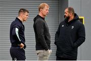 15 March 2023; Jonathan Sexton, left, with Head coach Andy Farrell, right, and Leinster head coach Leo Cullen during Ireland rugby squad training at the IRFU High Performance Centre at the Sport Ireland Campus in Dublin. Photo by David Fitzgerald/Sportsfile