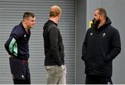 15 March 2023; Jonathan Sexton, left, with Head coach Andy Farrell, right, and Leinster head coach Leo Cullen during Ireland rugby squad training at the IRFU High Performance Centre at the Sport Ireland Campus in Dublin. Photo by David Fitzgerald/Sportsfile