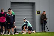 15 March 2023; Dublin GAA footballer Jonny Cooper in attendance during Ireland rugby squad training at the IRFU High Performance Centre at the Sport Ireland Campus in Dublin. Photo by David Fitzgerald/Sportsfile