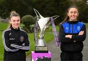 14 March 2023; Mia Dodd of Bohemians, left, and Ciara Glackin of Athlone Town at Botanic Gardens in Dublin for the launch of TG4's coverage of the SSE Airtricity Women’s Premier Division. Photo by Stephen McCarthy/Sportsfile