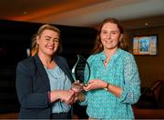 15 March 2023; Kerry captain Síofra O’Shea is presented with The Croke Park/LGFA Player of the Month award for January 2023 by Tanya Blount, left, Duty Manager, The Croke Park, at The Croke Park in Jones Road, Dublin. Síofra was in sparkling form for Kerry during the month of February, as victories over Donegal, Dublin and Meath secured a Lidl National League Division 1 Final slot for the Kingdom.  Photo by Ray McManus/Sportsfile
