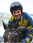 15 March 2023; Jockey Harry Skelton celebrates on Lander Dan after winning the Coral Cup Handicap Hurdle during day two of the Cheltenham Racing Festival at Prestbury Park in Cheltenham, England. Photo by Harry Murphy/Sportsfile