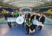 15 March 2023; In attendance, from left, are Gavin Noble, Chef de Mission for Team Ireland, Mary Haughney, President of Swim Ireland, Swimmer Shane Ryan, Sport Ireland Campus Chief Executing Officer Michael Murray, Sport Ireland Chief Executing Officer Una May, Lord Mayor of Fingal Howard Mahoney, Paralympic Swimmer Ailbhe Kelly, Neasa Russell, President of Paralympics Ireland, Special Olympics athlete Deirdre O’Callaghan and Matt English Special Olympics Ireland Chief Executive Officer as the Sport Ireland National Aquatic Centre celebrates 20 years since opening in 2003. The venue opened in advance of the Special Olympics World Summer Games in March of 2003, followed by the European Short Course Swimming Championships, with over 15 million visitors through the doors since opening. The centre is home to Swim Ireland and Paralympic high performance programmes, and has over 2500 children attending swimming lessons weekly, 3500 gym members and hundreds of thousands of waterpark visitors every year. To learn more and how to get involved, visit www.sportirelandcampus.ie. Photo by David Fitzgerald/Sportsfile