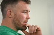 15 March 2023; Peter O’Mahony during an Ireland rugby media conference at the IRFU High Performance Centre at the Sport Ireland Campus in Dublin. Photo by David Fitzgerald/Sportsfile