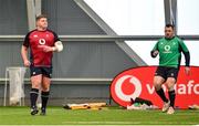 15 March 2023; Tadhg Furlong, left, and Cian Healy during Ireland rugby squad training at the IRFU High Performance Centre at the Sport Ireland Campus in Dublin. Photo by David Fitzgerald/Sportsfile