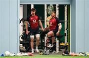 15 March 2023; Tadhg Furlong, right, and Ryan Baird during Ireland rugby squad training at the IRFU High Performance Centre at the Sport Ireland Campus in Dublin. Photo by David Fitzgerald/Sportsfile