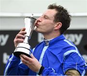 15 March 2023; Jockey Paul Townend celebrates after winning the Betway Queen Mother Champion Chase, on Energumene, during day two of the Cheltenham Racing Festival at Prestbury Park in Cheltenham, England. Photo by Harry Murphy/Sportsfile