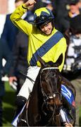 14 March 2023; Jockey Michael O'Sullivan celebrates after riding Marine Nationale to win the Sky Bet Supreme Novices' Hurdle during day one of the Cheltenham Racing Festival at Prestbury Park in Cheltenham, England. Photo by Harry Murphy/Sportsfile