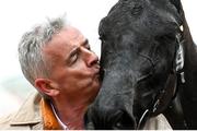 15 March 2023; Owner Michael O'Leary celebrates with Delta Work after winning the Glenfarclas Cross Country Chase on day two of the Cheltenham Racing Festival at Prestbury Park in Cheltenham, England. Photo by Harry Murphy/Sportsfile