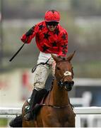 15 March 2023; Jockey Darragh O'Keeffe celebrates on Maskada after winning the Johnny Henderson Grand Annual Challenge Cup Handicap Chase during day two of the Cheltenham Racing Festival at Prestbury Park in Cheltenham, England. Photo by Seb Daly/Sportsfile