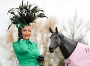 16 March 2023; Racegoer Viv Jenner, from Ascot, England, poses for a portrait ahead of racing on day three of the Cheltenham Racing Festival at Prestbury Park in Cheltenham, England. Photo by Seb Daly/Sportsfile