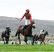 16 March 2023; Good Time Jonny, with Liam McKenna up, centre, wins the Pertemps Network Final Handicap Hurdle during day three of the Cheltenham Racing Festival at Prestbury Park in Cheltenham, England. Photo by Harry Murphy/Sportsfile