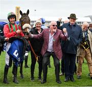 16 March 2023; Winning owner Niall Reilly, centre, and jockey Liam McKenna after Good Time Jonny had won the Pertemps Network Final Handicap Hurdle during day three of the Cheltenham Racing Festival at Prestbury Park in Cheltenham, England. Photo by Seb Daly/Sportsfile