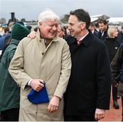 16 March 2023; Winning owner Brian Acheson, left, and trainer Henry de Bromhead after sending out Envoi Allen to win the Ryanair Chase during day three of the Cheltenham Racing Festival at Prestbury Park in Cheltenham, England. Photo by Seb Daly/Sportsfile