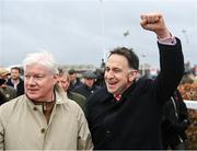 16 March 2023; Winning owner Brian Acheson, left, and trainer Henry de Bromhead after sending out Envoi Allen to win the Ryanair Chase during day three of the Cheltenham Racing Festival at Prestbury Park in Cheltenham, England. Photo by Seb Daly/Sportsfile