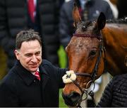 16 March 2023; Trainer Henry de Bromhead celebrates after sending out Envoi Allen to win the Ryanair Chase during day three of the Cheltenham Racing Festival at Prestbury Park in Cheltenham, England. Photo by Harry Murphy/Sportsfile