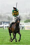 16 March 2023; Sire Du Berlais, with Mark Walsh up, celebrates winning the Paddy Power Stayers' Hurdle during day three of the Cheltenham Racing Festival at Prestbury Park in Cheltenham, England. Photo by Harry Murphy/Sportsfile