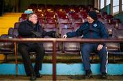 16 March 2023; Drogheda United supporter Tony Breen, left, and Damian Sweeney before during the SSE Airtricity Men's Premier Division match between Drogheda United and Dundalk at Weavers Park in Drogheda, Louth. Photo by Stephen McCarthy/Sportsfile