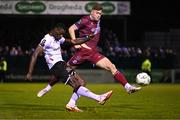 16 March 2023; Wasiri Williams of Dundalk in action against Freddie Draper of Drogheda United during the SSE Airtricity Men's Premier Division match between Drogheda United and Dundalk at Weavers Park in Drogheda, Louth. Photo by Stephen McCarthy/Sportsfile