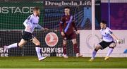 16 March 2023; Connor Malley of Dundalk celebrates after scoring his side's first goal with team-mate Ryan O'Kane, right, during the SSE Airtricity Men's Premier Division match between Drogheda United and Dundalk at Weavers Park in Drogheda, Louth. Photo by Stephen McCarthy/Sportsfile