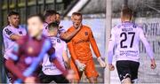 16 March 2023; Dundalk goalkeeper Nathan Shepperd celebrates after saving a penalty during the SSE Airtricity Men's Premier Division match between Drogheda United and Dundalk at Weavers Park in Drogheda, Louth. Photo by Stephen McCarthy/Sportsfile