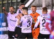 16 March 2023; Dundalk goalkeeper Nathan Shepperd celebrates after saving a penalty during the SSE Airtricity Men's Premier Division match between Drogheda United and Dundalk at Weavers Park in Drogheda, Louth. Photo by Stephen McCarthy/Sportsfile