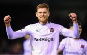 16 March 2023; Connor Malley of Dundalk celebrates after the SSE Airtricity Men's Premier Division match between Drogheda United and Dundalk at Weavers Park in Drogheda, Louth. Photo by Stephen McCarthy/Sportsfile