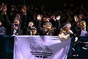 16 March 2023; Dundalk supporters celebrate after the SSE Airtricity Men's Premier Division match between Drogheda United and Dundalk at Weavers Park in Drogheda, Louth. Photo by Stephen McCarthy/Sportsfile