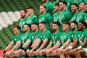 17 March 2023; The Ireland team before the Ireland rugby captain's run at the Aviva Stadium in Dublin. Photo by Ramsey Cardy/Sportsfile